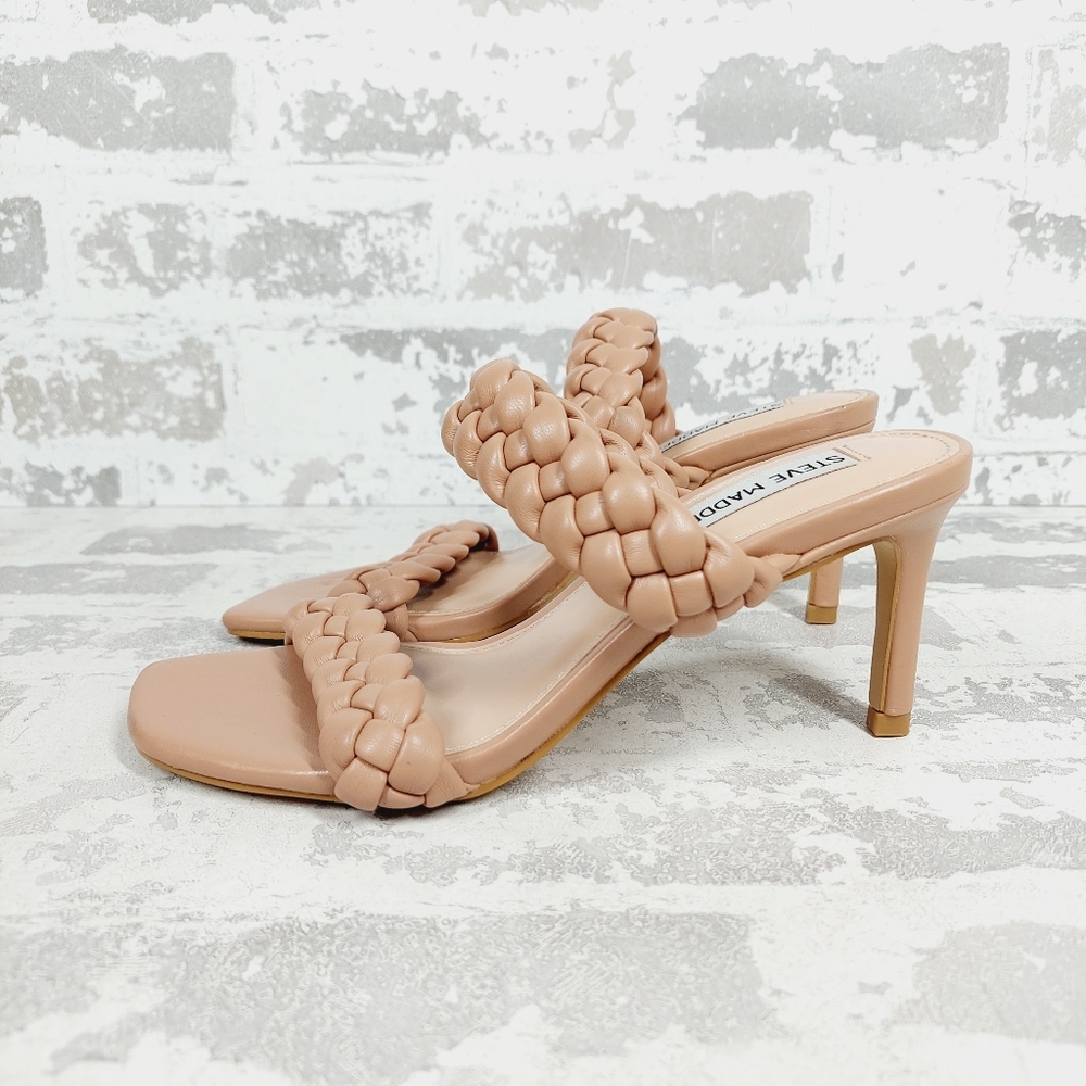 Steve Madden Nude Braided Strap Heeled Sandals